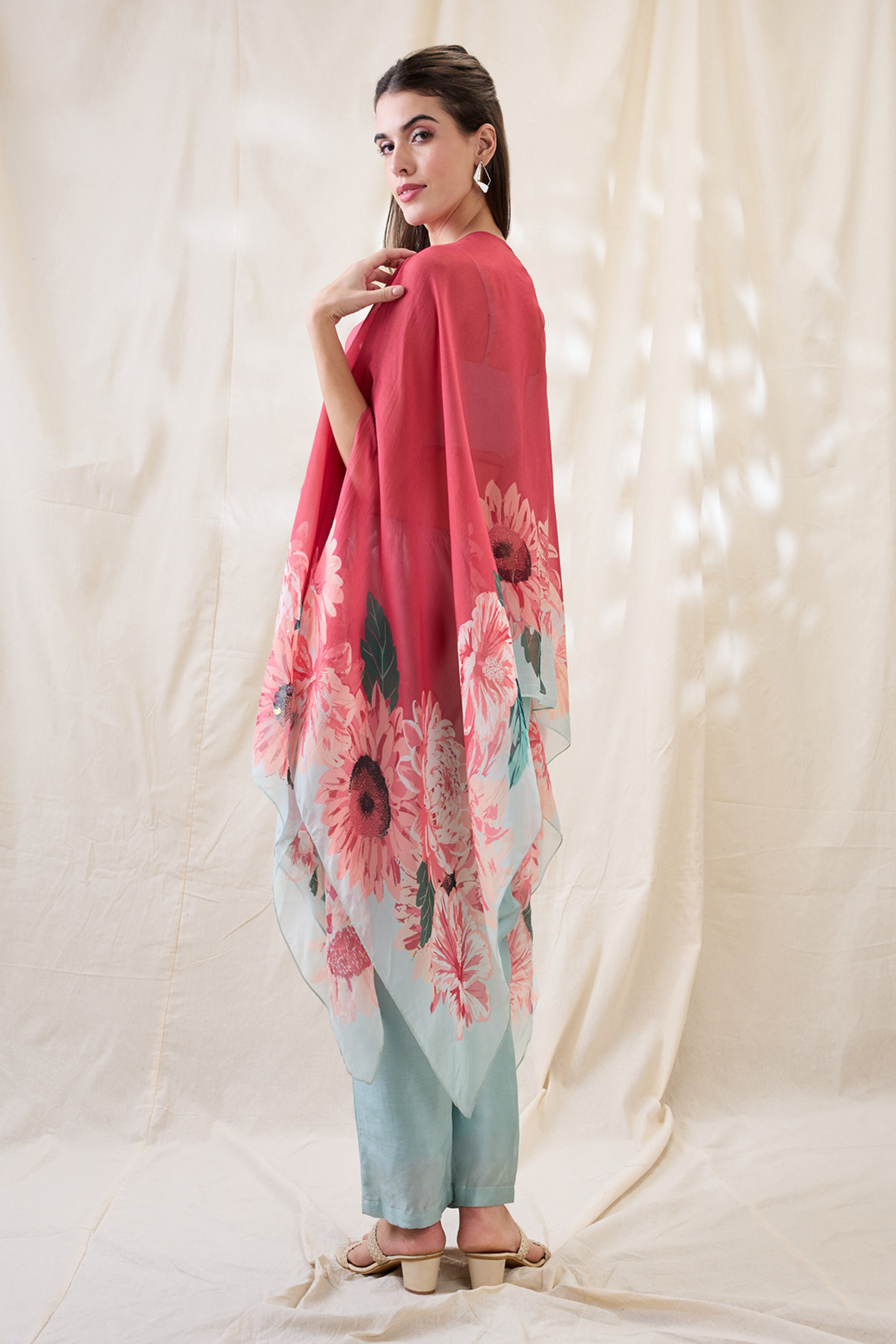 Sougat Paul Ravya Co-ord Set With Embellished Cape Indian designer wear online shopping melange singapore
