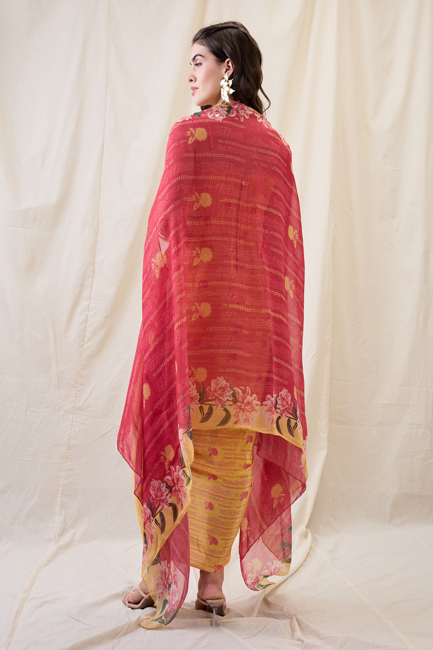 Sougat Paul Ravya Drape Dress With Embellished Cape Indian designer wear online shopping melange singapore