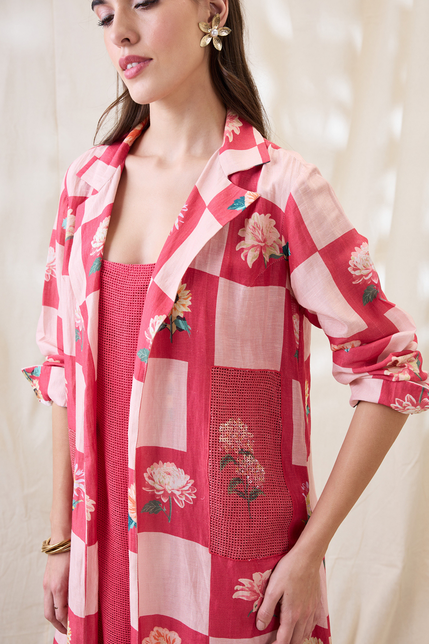 Sougat Paul Ravya Dress With Embellished Jacket Indian designer wear online shopping melange singapore
