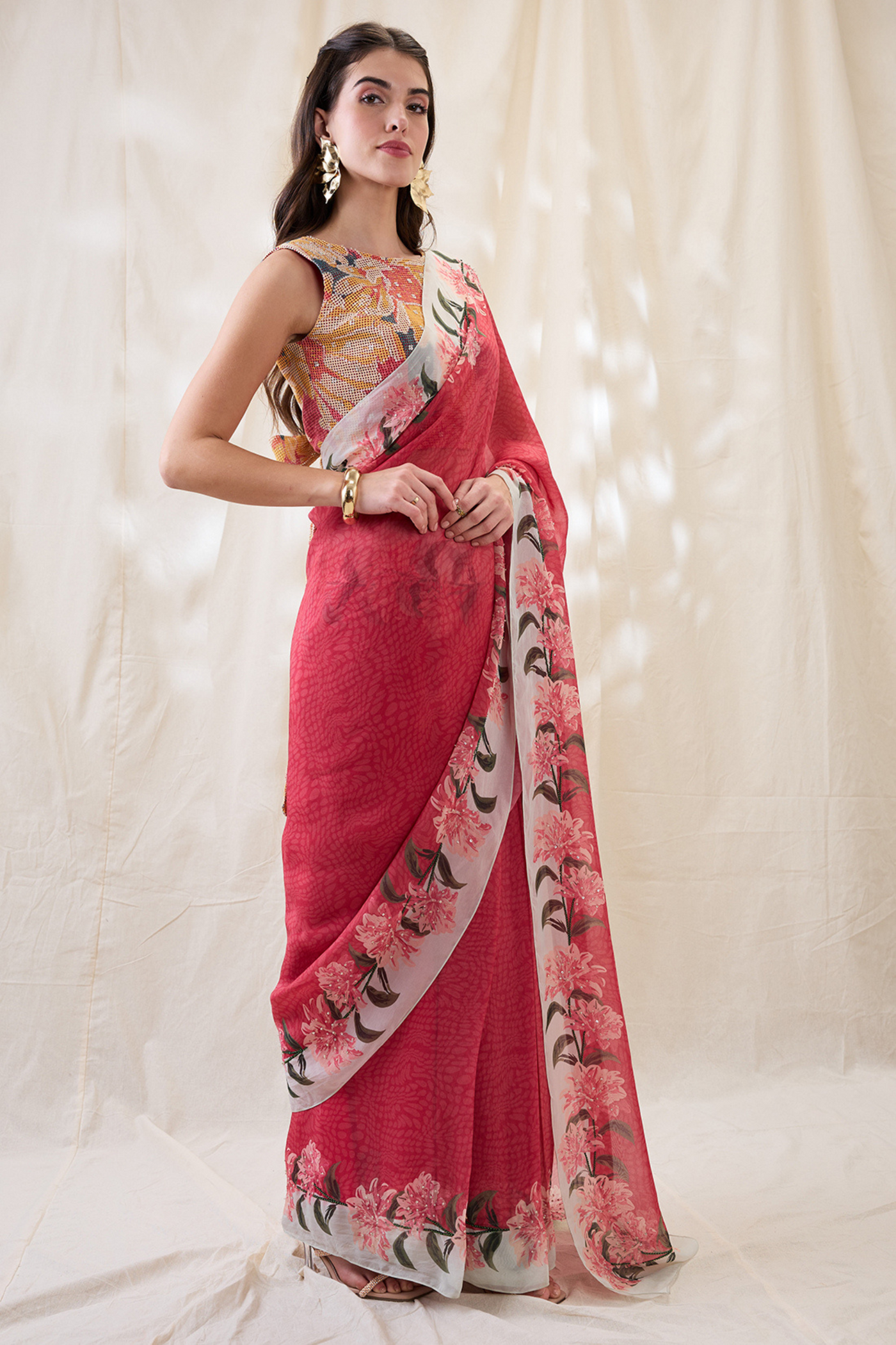 Sougat Paul Ravya Embellished Pre-stitched Saree Set Indian designer wear online shopping melange singapore