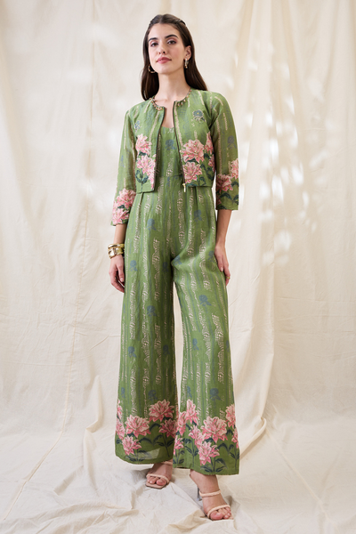 Sougat Paul Ravya Embroidered Jumpsuit Set Indian designer wear online shopping melange singapore