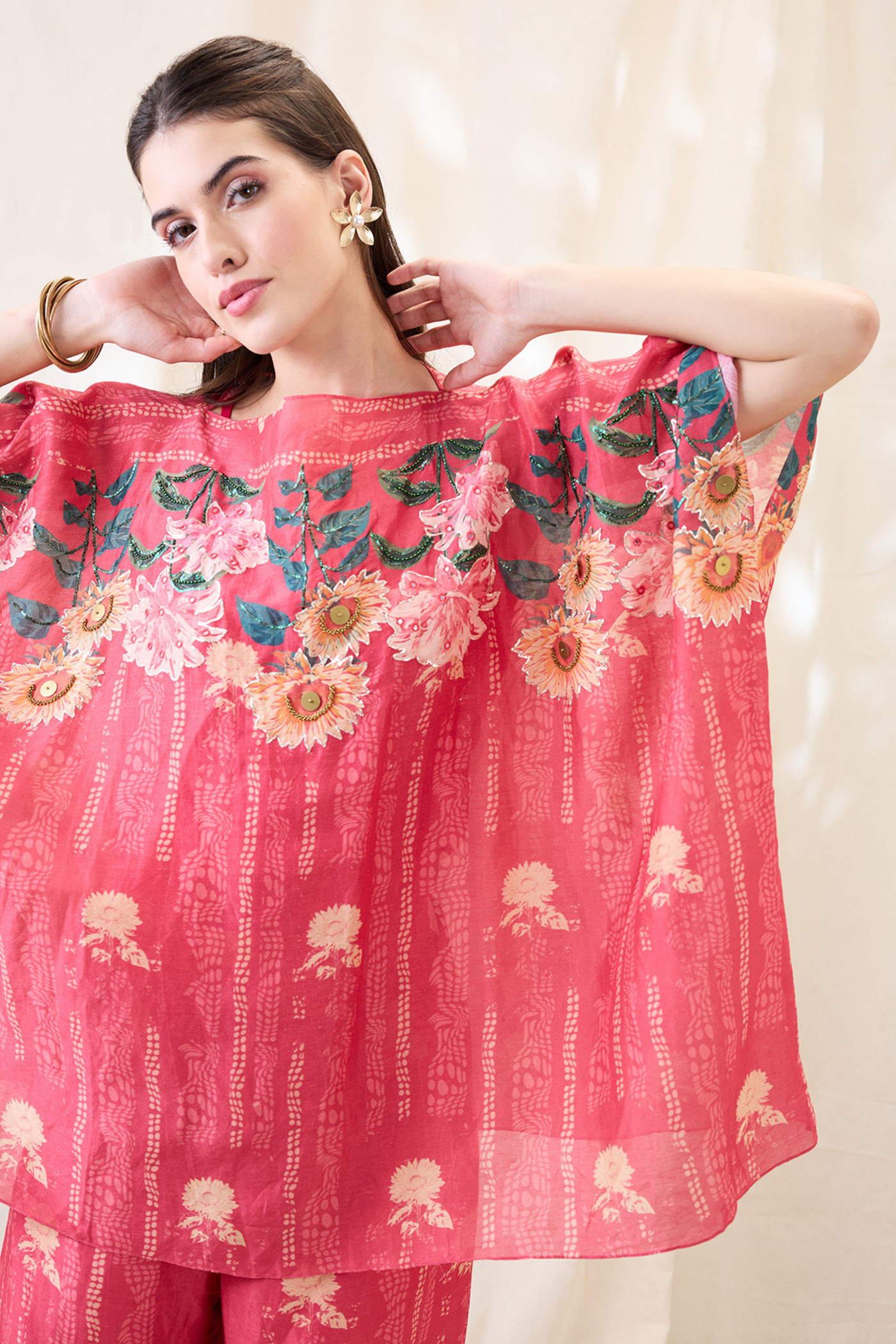 Sougat Paul Ravya Embroidered Kimono Co-ord Set Indian designer wear online shopping melange singapore