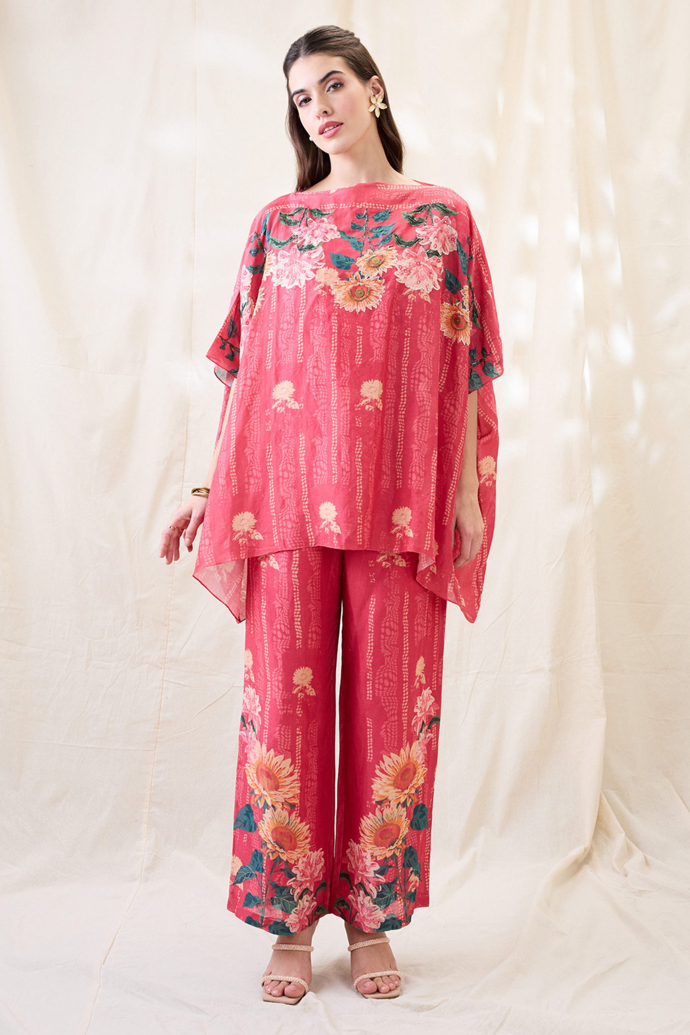 Sougat Paul Ravya Embroidered Kimono Co-ord Set Indian designer wear online shopping melange singapore