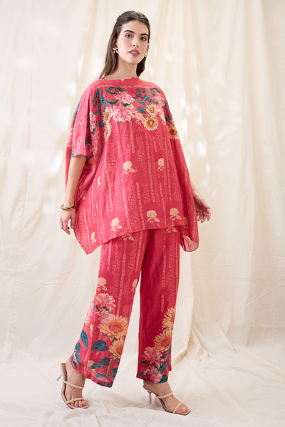Sougat Paul Ravya Embroidered Kimono Co-ord Set Indian designer wear online shopping melange singapore
