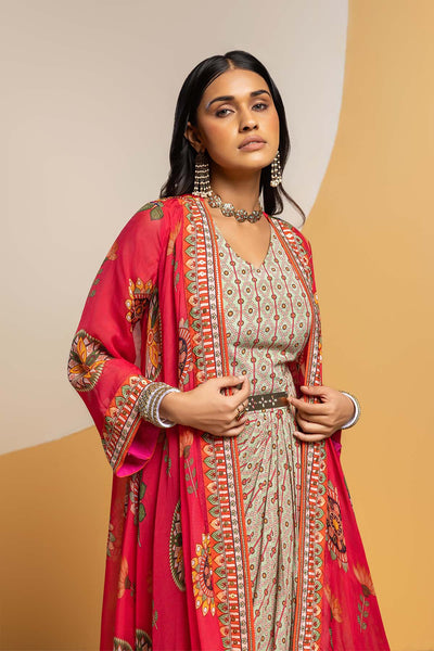 Sougat Paul Taarani Embellished  Drape Dress Set indian designer wear online shopping melange singapore 