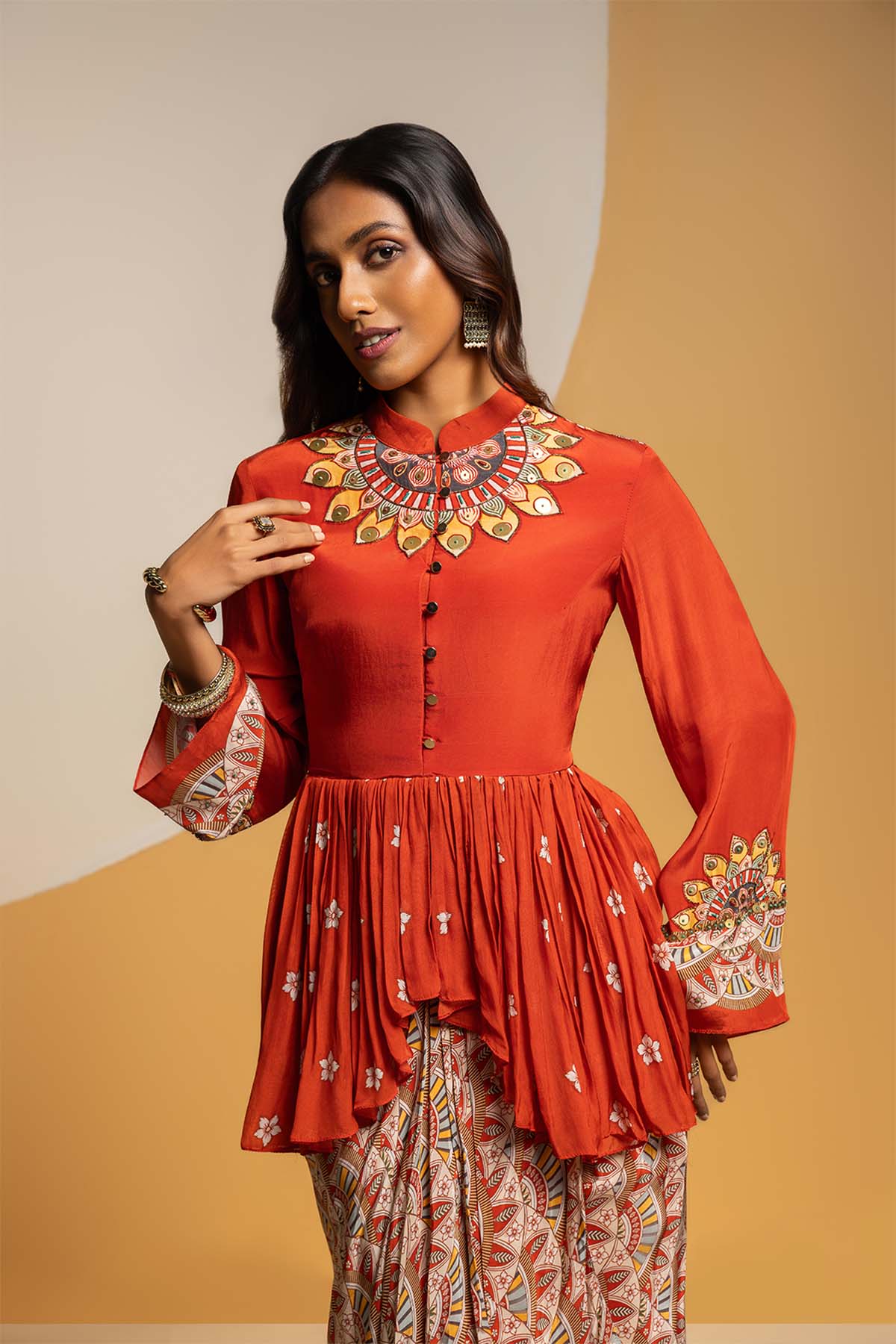 Sougat Paul Taarani Embellished Drape Skirt Set indian designer wear online shopping melange singapore 