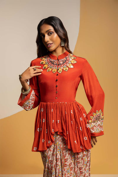 Sougat Paul Taarani Embellished Drape Skirt Set indian designer wear online shopping melange singapore 