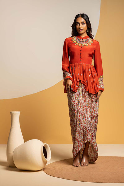 Sougat Paul Taarani Embellished Drape Skirt Set indian designer wear online shopping melange singapore 