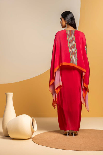Sougat Paul Taarani Embellished Drape Skirt Set Pink indian designer wear online shopping melange singapore 