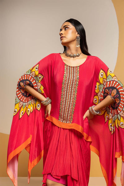 Sougat Paul Taarani Embellished Drape Skirt Set Pink indian designer wear online shopping melange singapore 
