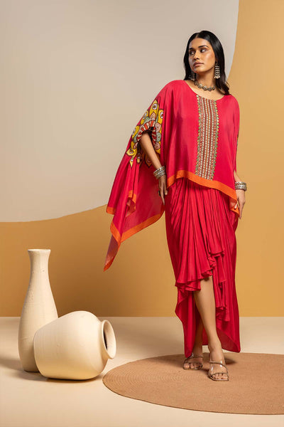Sougat Paul Taarani Embellished Drape Skirt Set Pink indian designer wear online shopping melange singapore 
