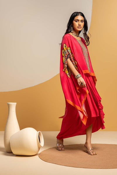Sougat Paul Taarani Embellished Drape Skirt Set Pink indian designer wear online shopping melange singapore 