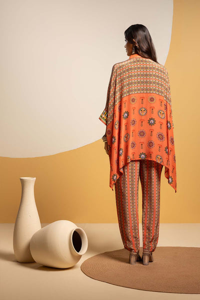 Sougat Paul Taarani Embellished Kimono Kurta Set Rust indian designer wear online shopping melange singapore