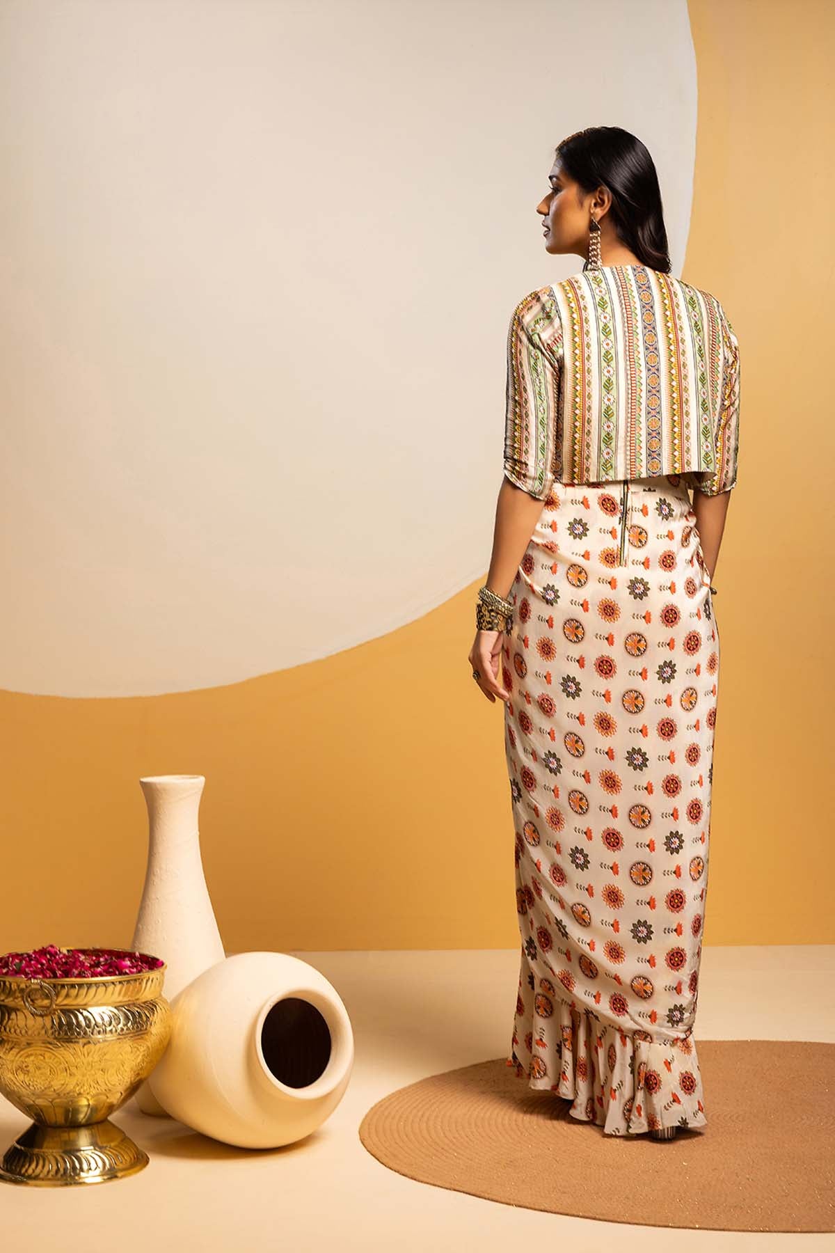 Sougat Paul Taarani Embellished Long Drape Dress Set indian designer wear online shopping melange singapore 
