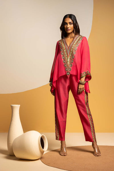 Sougat Paul Taarani Embellished V-neck Co-ord  Set indian designer wear online shopping melange singapore 