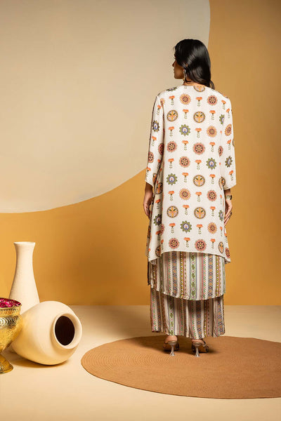 Sougat Paul Taarani Printed Kurta Set With Jacket indian designer wear online shopping melange singapore 