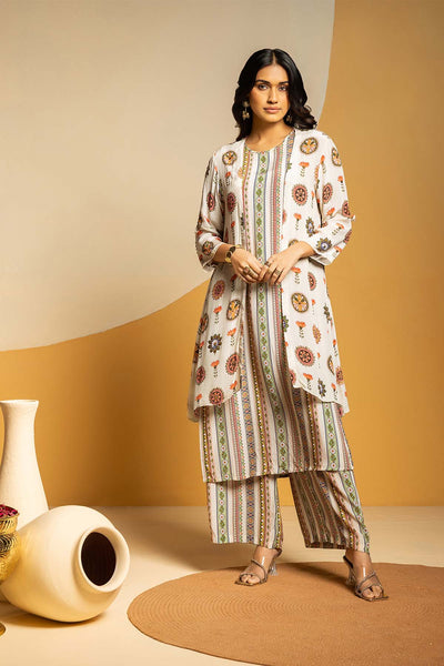 Sougat Paul Taarani Printed Kurta Set With Jacket indian designer wear online shopping melange singapore 