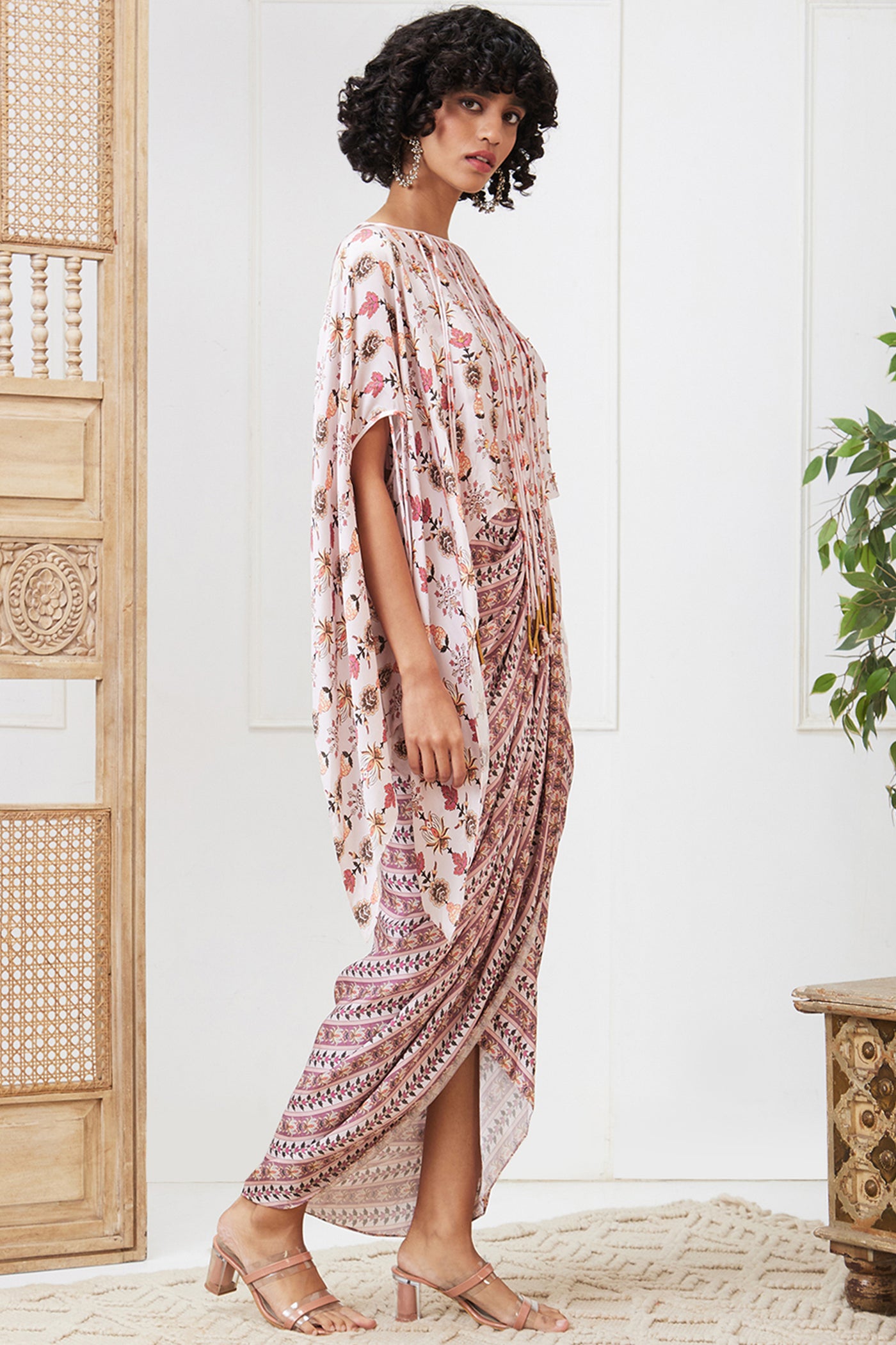 Sougat Paul Tabriz Embellished Drape Dress Set indian designer wear online shopping melange singapore