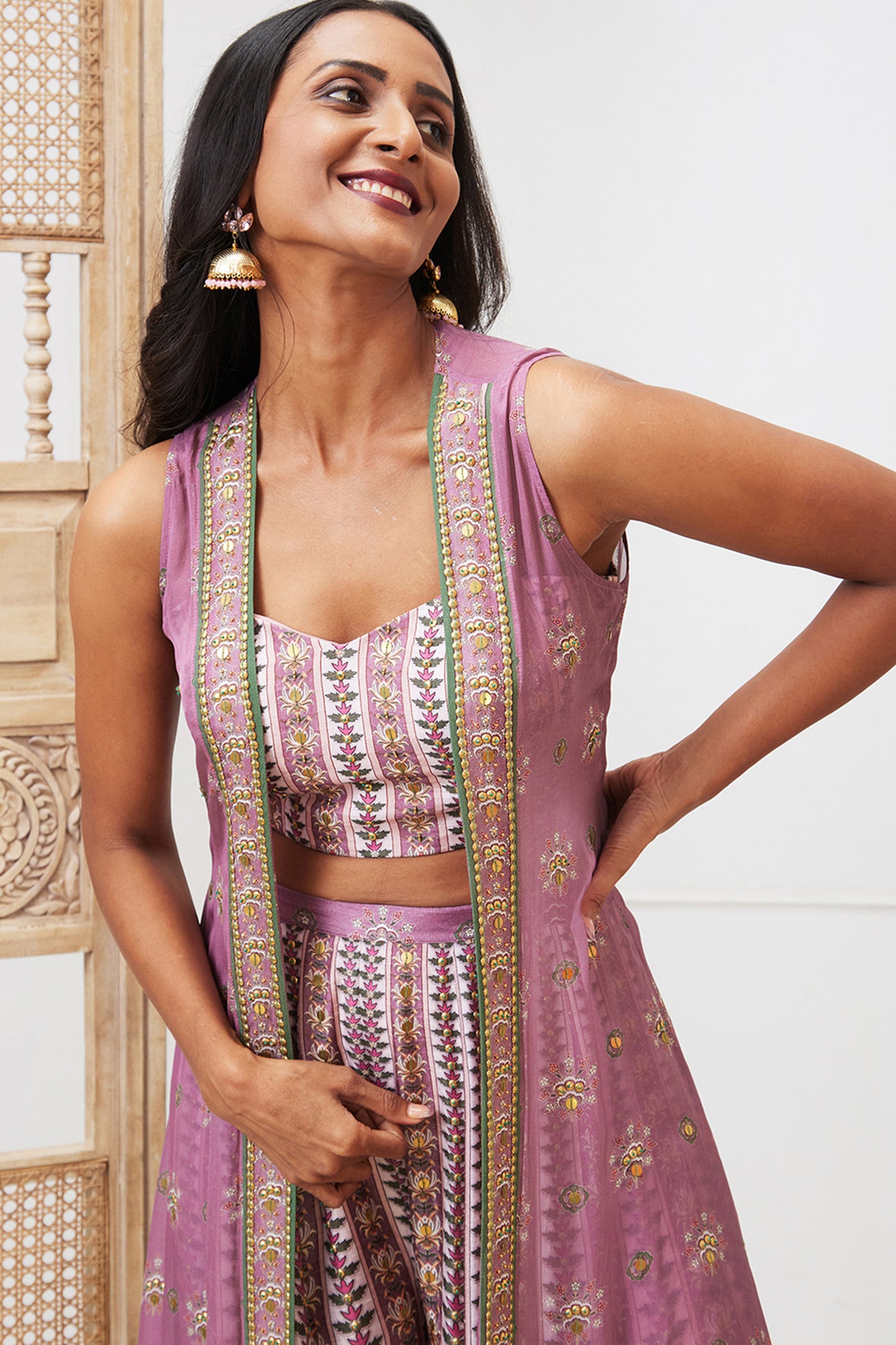 Sougat Paul Tabriz Embroidered Co-Ord Set With Jacket indian designer wear online shopping melange singapore