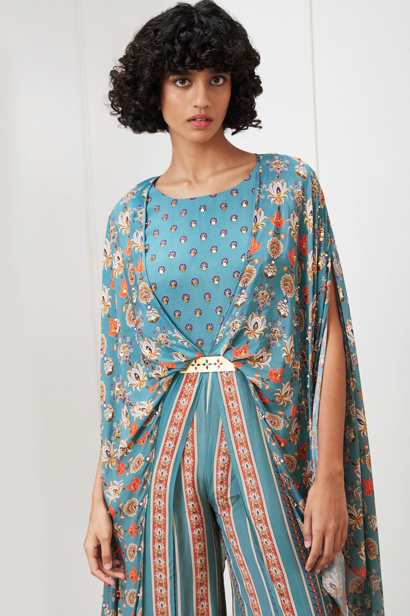 Sougat Paul Tabriz Embroidered Jumpsuit With Belt indian designer wear online shopping melange singapore