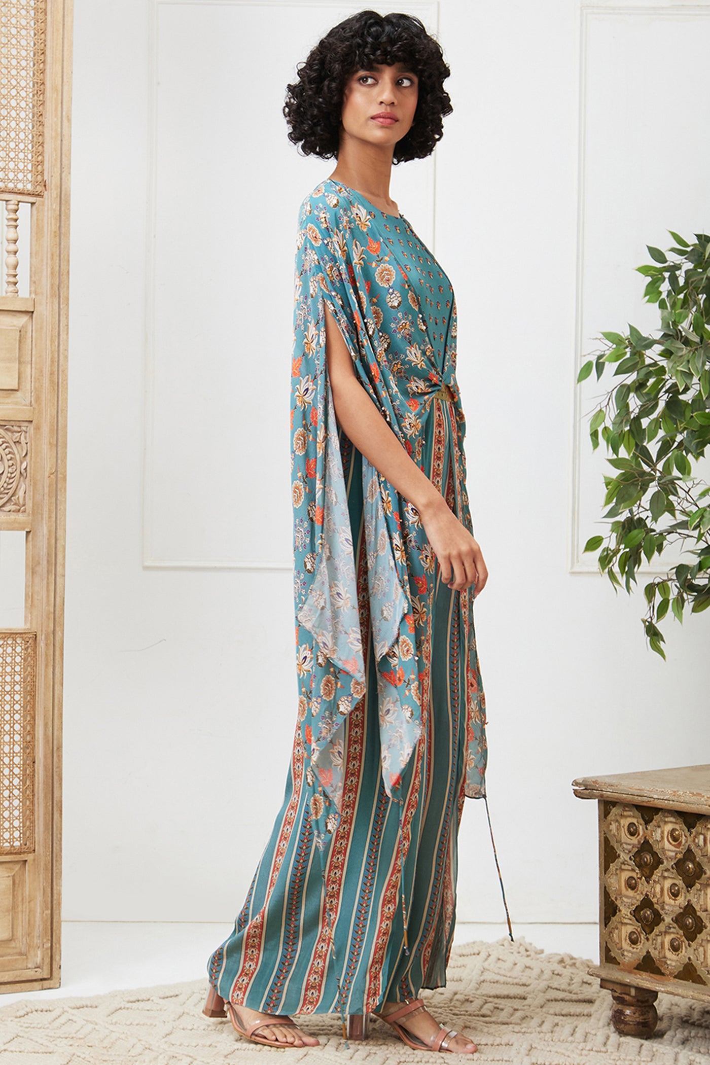 Sougat Paul Tabriz Embroidered Jumpsuit With Belt indian designer wear online shopping melange singapore