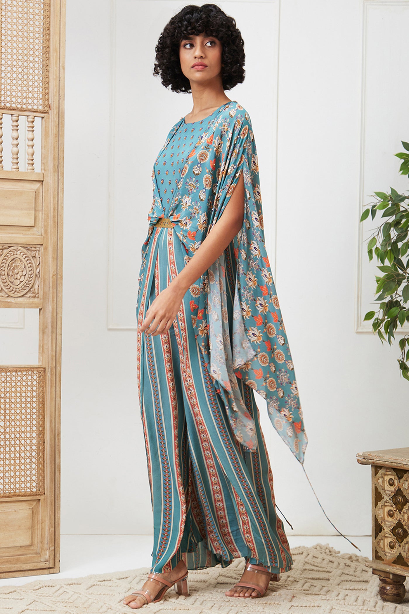 Sougat Paul Tabriz Embroidered Jumpsuit With Belt indian designer wear online shopping melange singapore