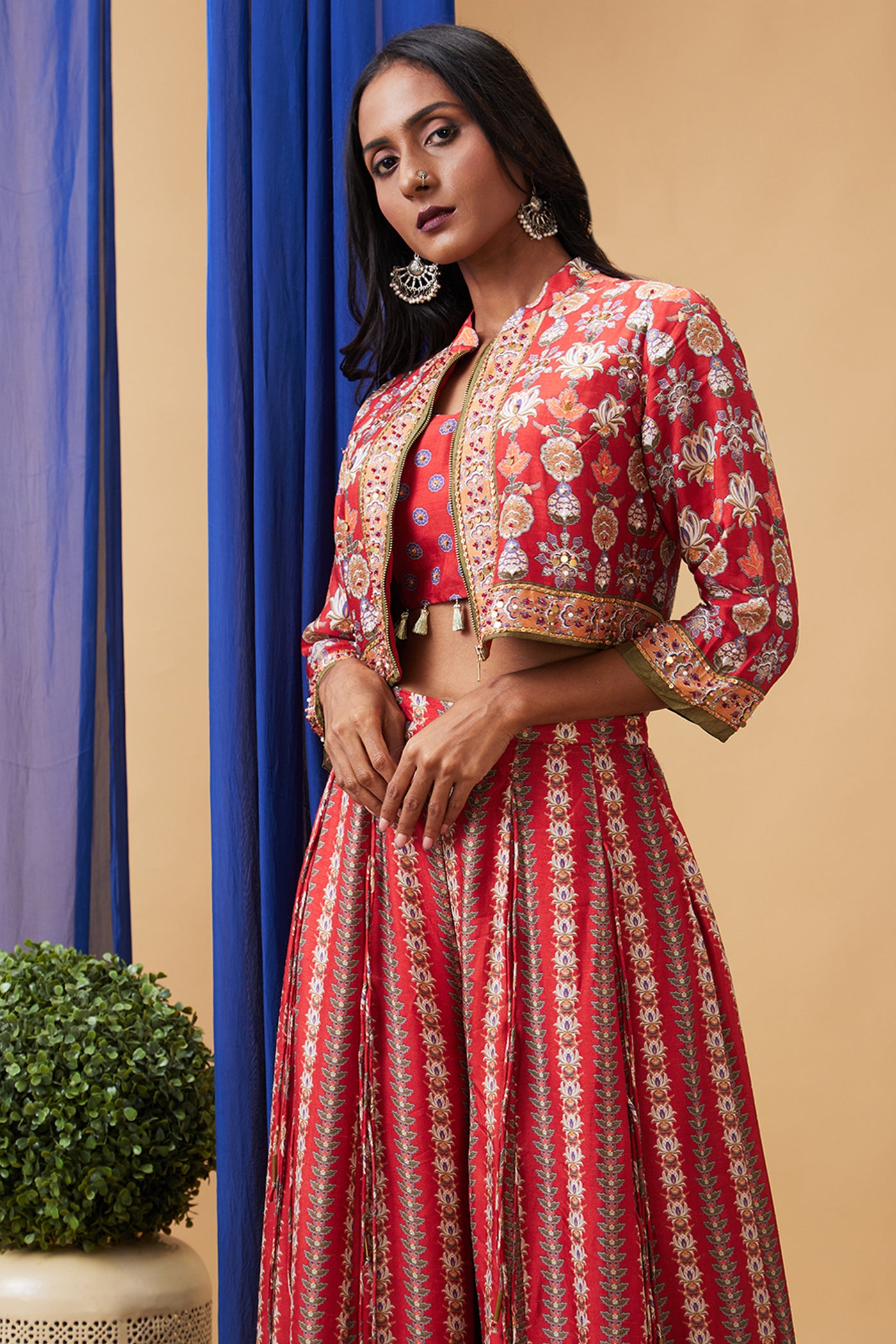 Sougat Paul Tabriz Embroidered Lehenga Set With Jacket indian designer wear online shopping melange singapore