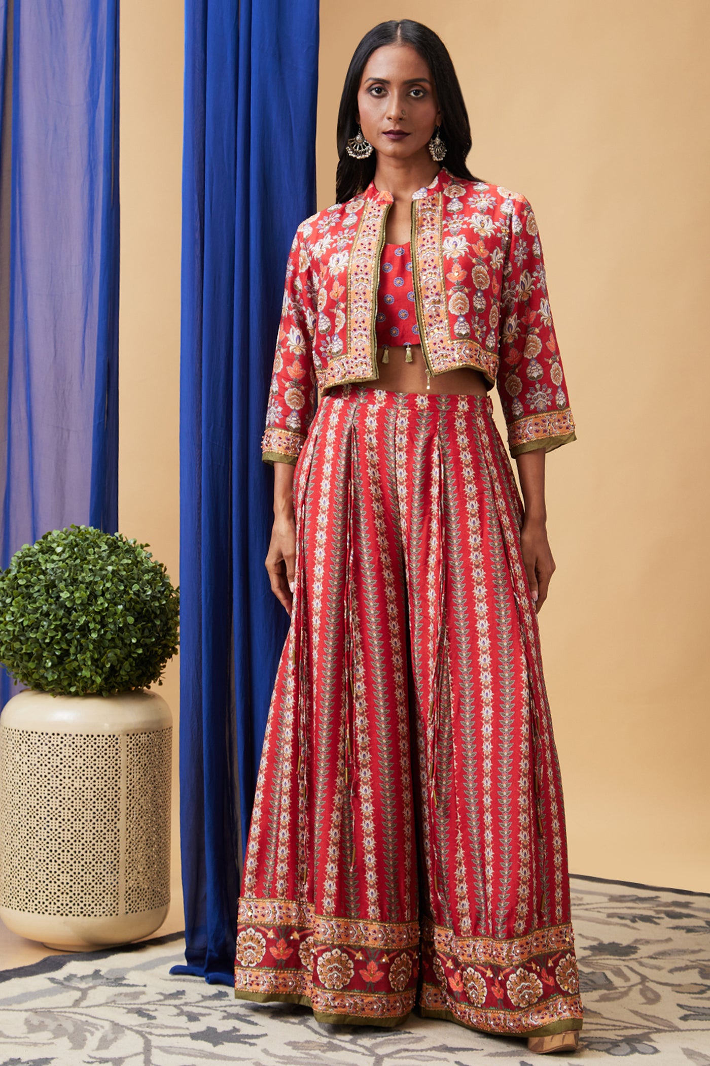 Sougat Paul Tabriz Embroidered Lehenga Set With Jacket indian designer wear online shopping melange singapore