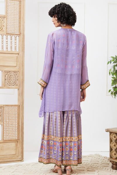 Sougat Paul Tabriz Embroidered Pleated Pant Set With Jacket indian designer wear online shopping melange singapore