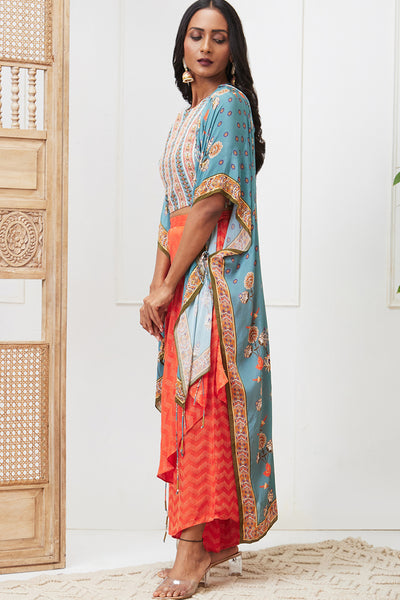 Sougat Paul Tabriz embroidered Drape Pant Set With Jacket indian designer wear online shopping melange singapore