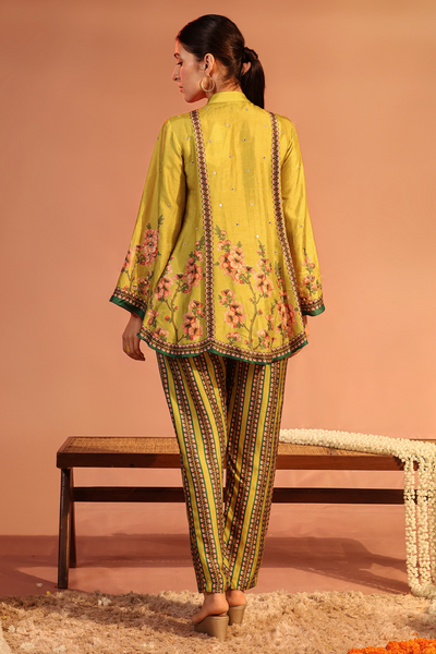 Tamaya Embroidered Kurta Set Yellow Sougat Paul Indian Designer Wear Melange Singapore Online Shopping