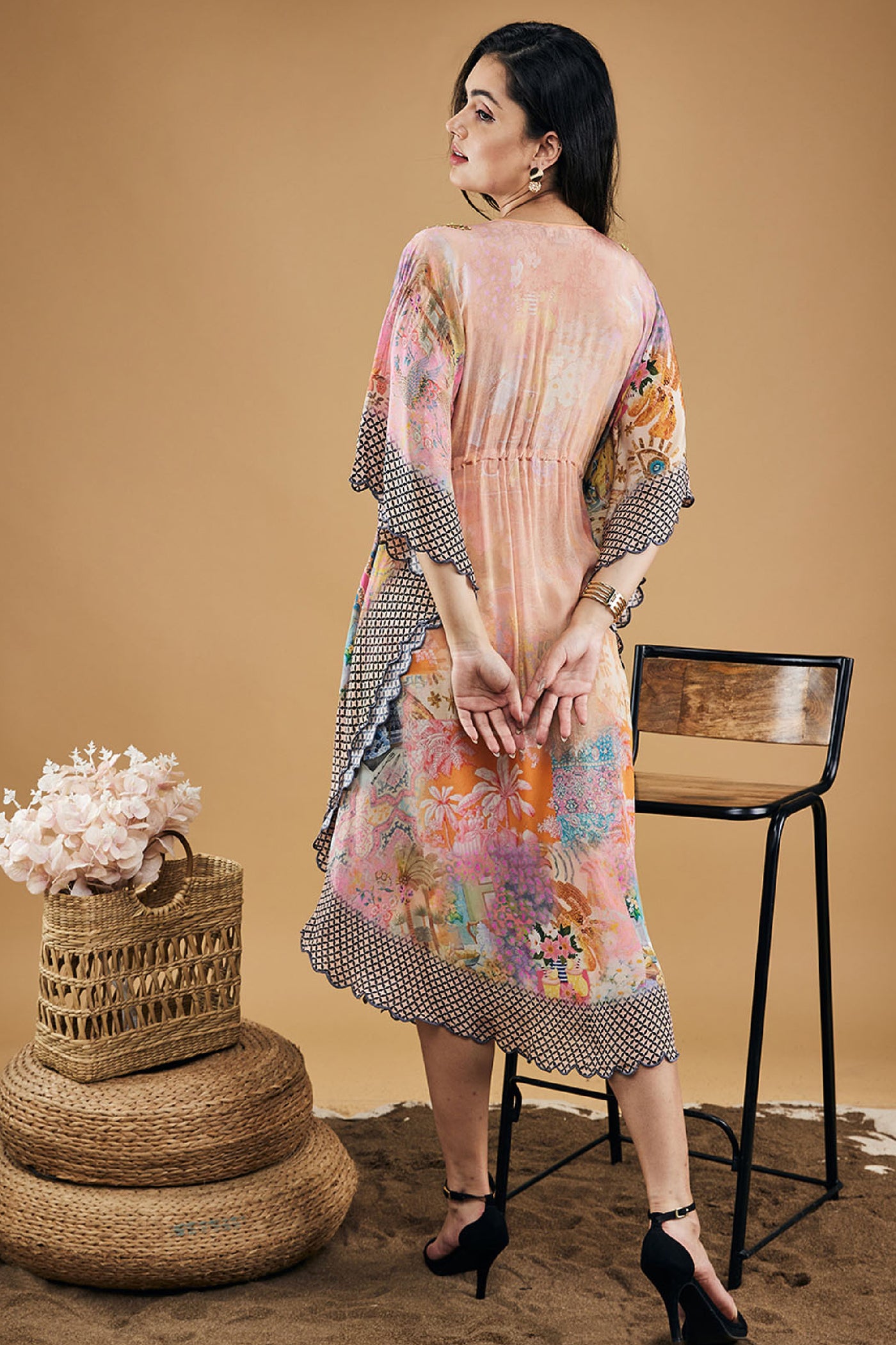 Sougat Paul Marble Tropical Twilight Embellished Kaftan Dress indian designer wear online shopping melange singapore