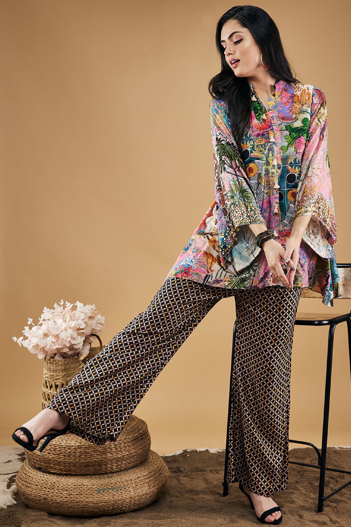 Sougat Paul Tropical Twilight Embellished Kurta Set indian designer wear online shopping melange singapore