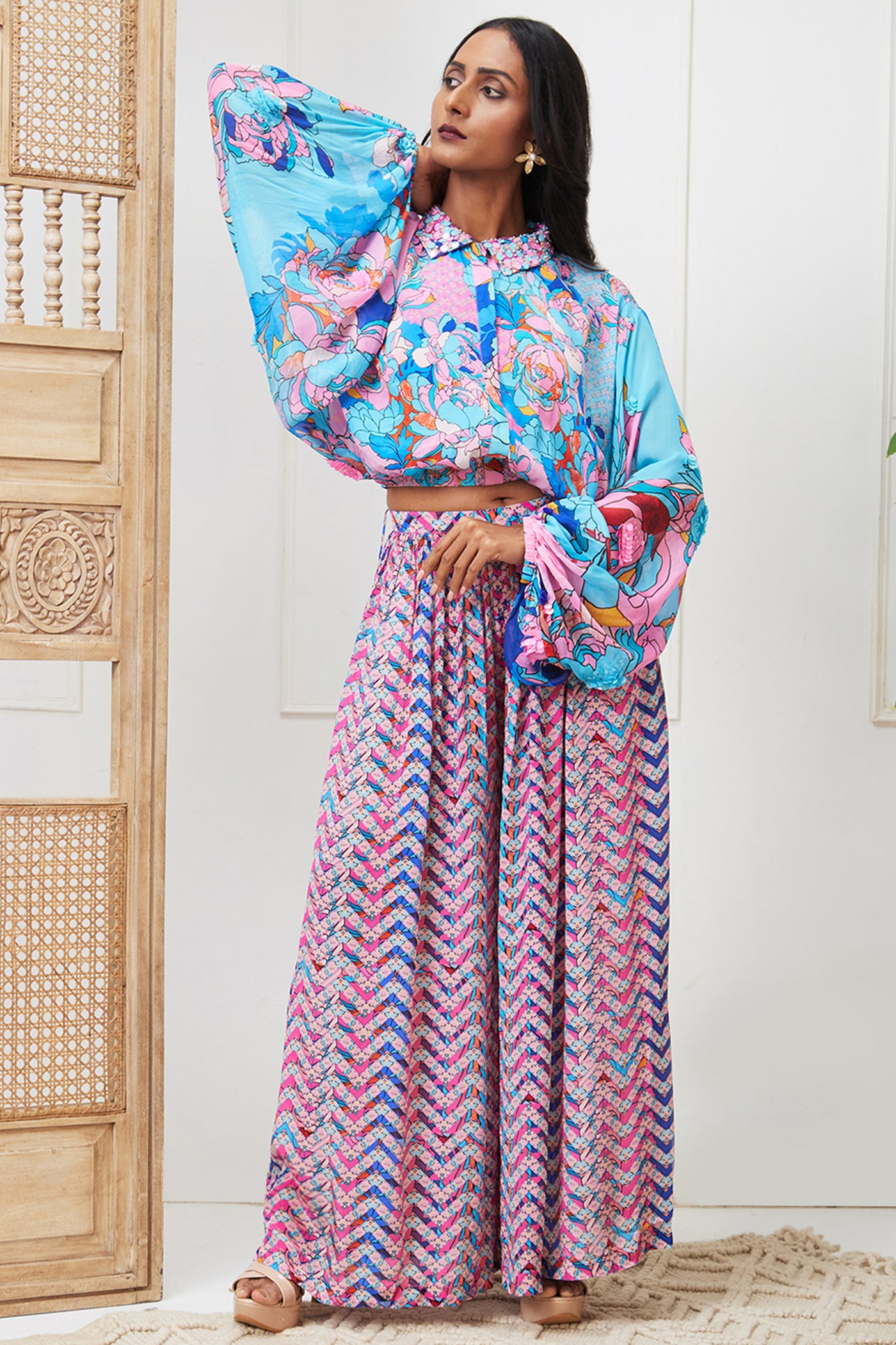 Sougat Paul Zaynab Embellished Co- Ord Set indian designer wear online shopping melange singapore