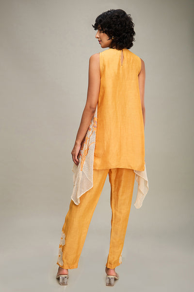 Sougat Paul Zinnia Applique Asymmetric Kurta Set indian designer wear online shopping melange singapore