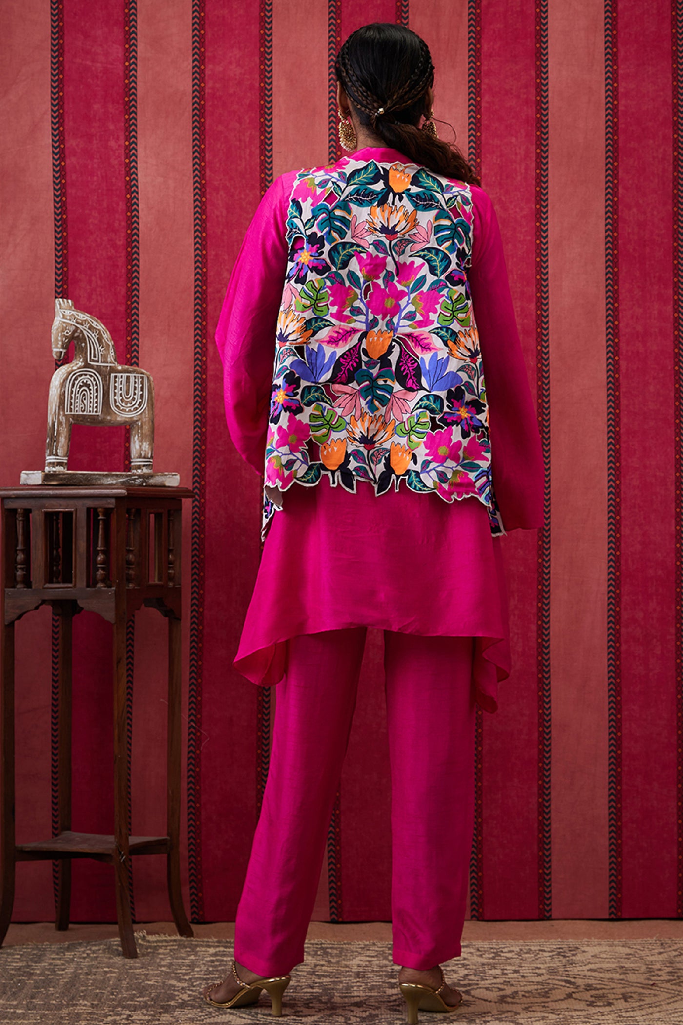 Sougat Paul Zinnia Co-Ord Set With Applique Jacket indian designer wear online shopping melange singapore