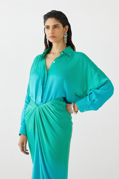 Studio Rigu Caspian Shirt Draped Dress indian designer wear online shopping melange singapore
