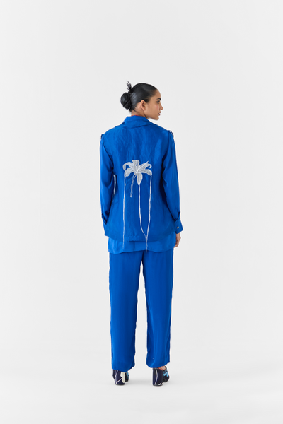 Indigo Organza Jacket Melange Singapore Online Shopping Indian Designer Wear Studio Rigu Royal Blue