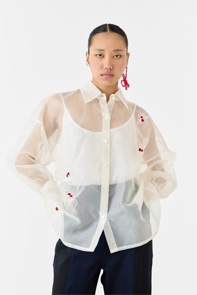 Koi Organza Shirt Melange Singapore Online Shopping Indian Designer Wear White Studio Rigu