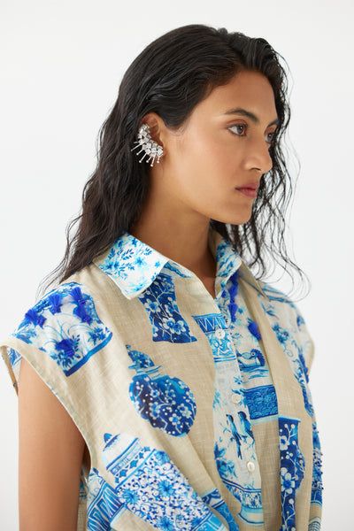 Studio Rigu Porcelain Knot Shirt Dress indian designer wear online shopping melange singapore