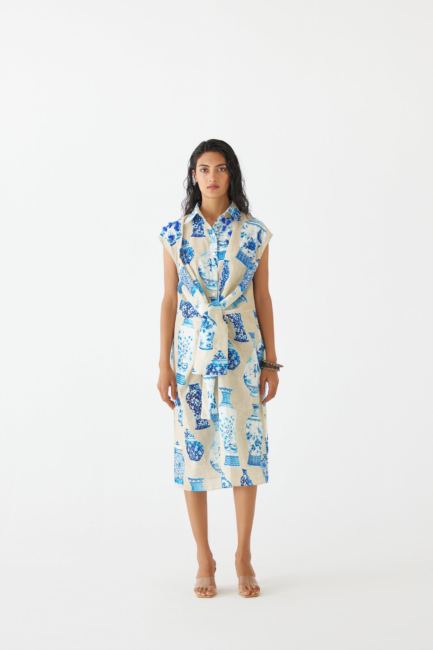 Studio Rigu Porcelain Knot Shirt Dress indian designer wear online shopping melange singapore