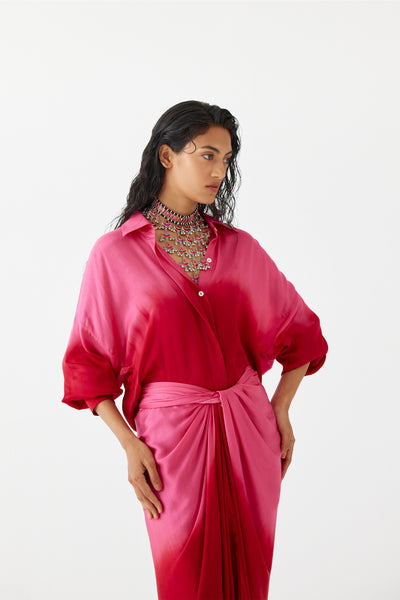 Studio Rigu Ruby Shirt Draped Dress indian designer wear online shopping melange singapore