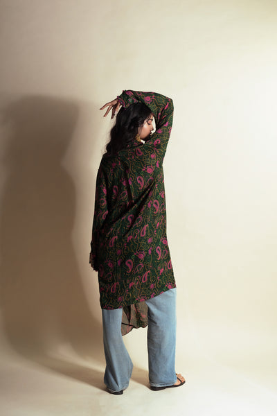 Style Junkie Berry Matcha Paisley Core Shirt Dress indian designer wear online shopping melange singapore