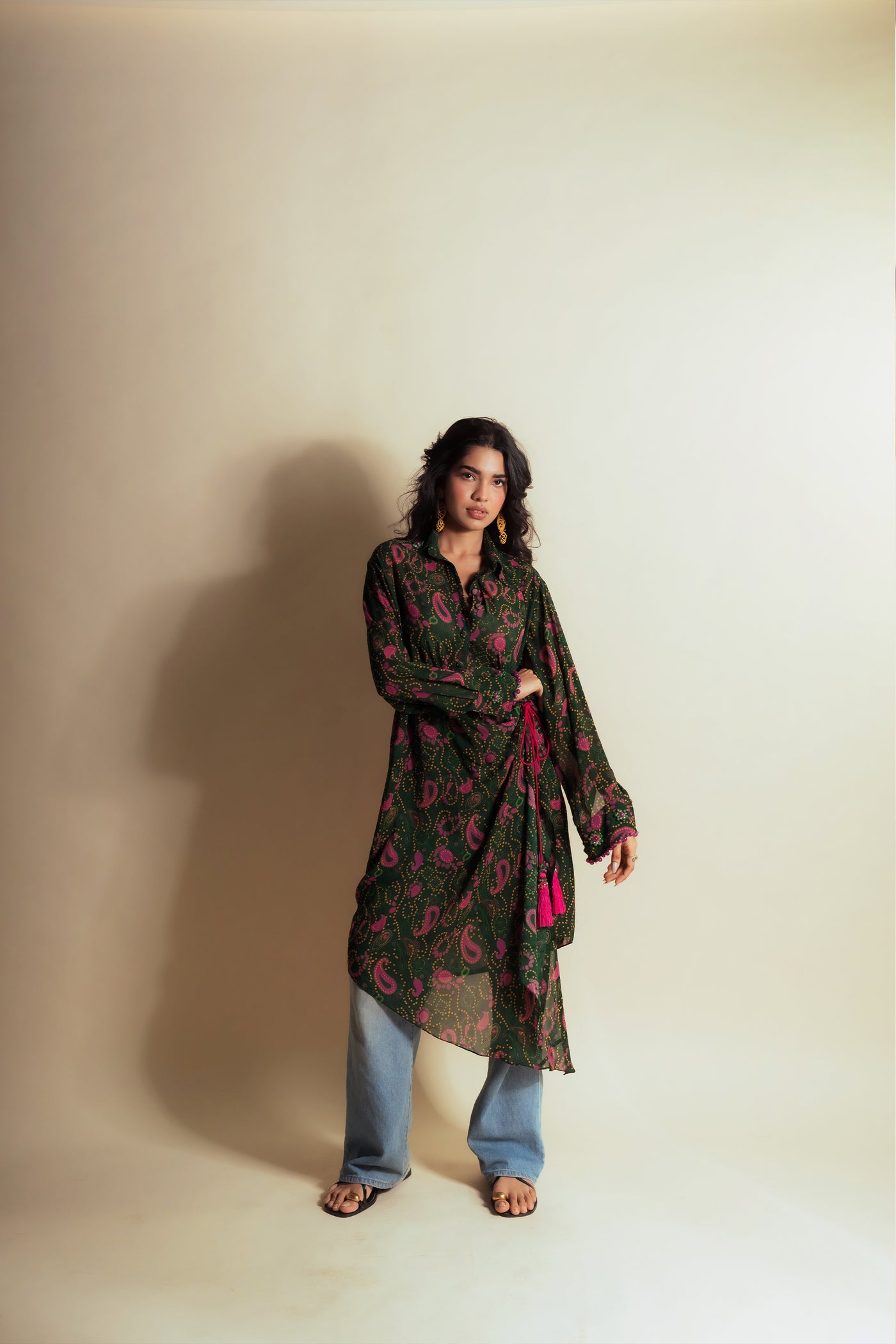 Style Junkie Berry Matcha Paisley Core Shirt Dress indian designer wear online shopping melange singapore