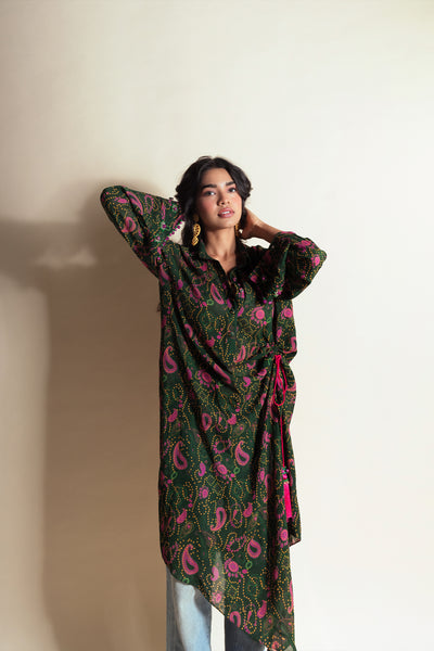Style Junkie Berry Matcha Paisley Core Shirt Dress indian designer wear online shopping melange singapore