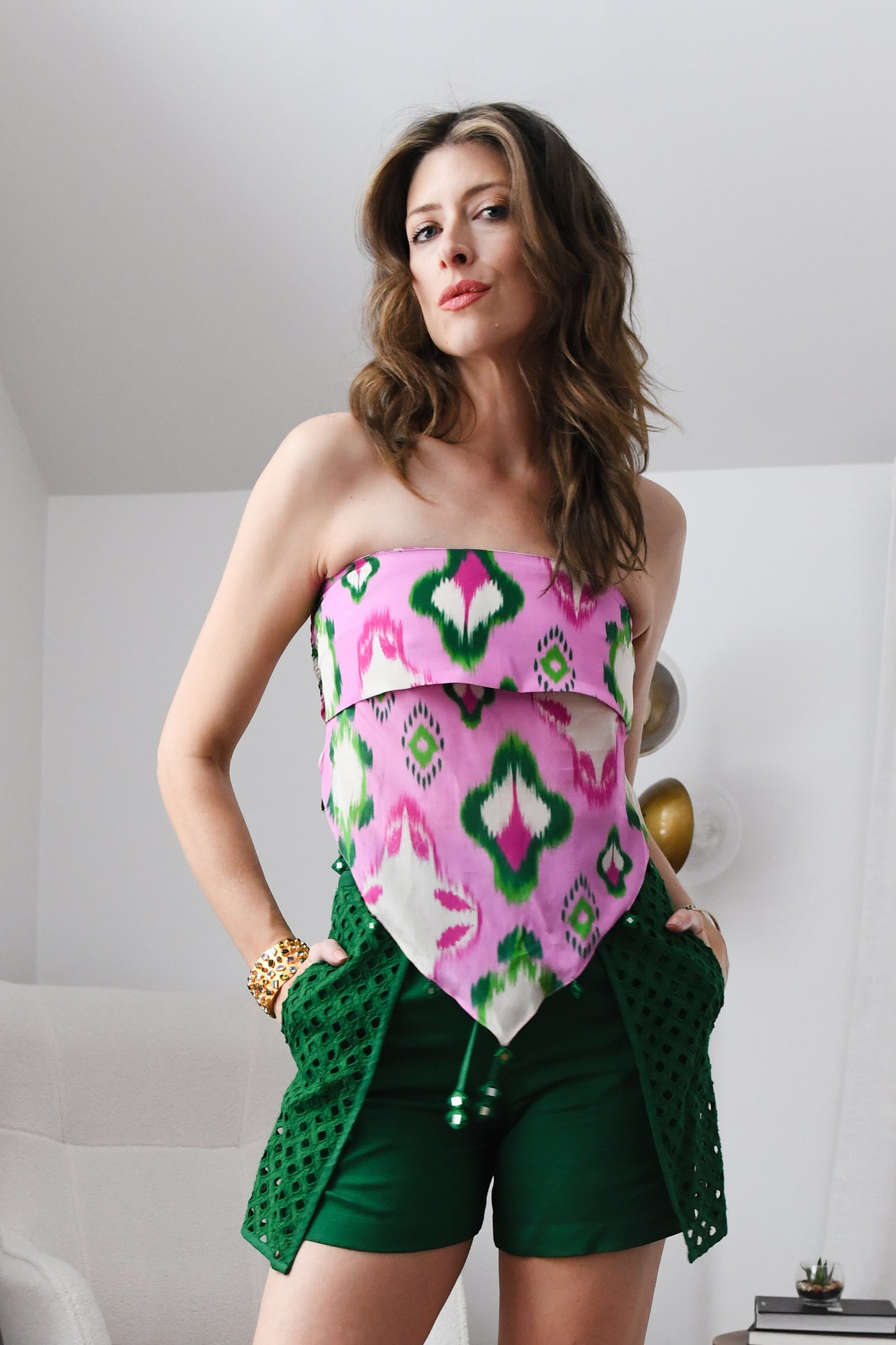 Cheeky Pink Ikat Bandana Top