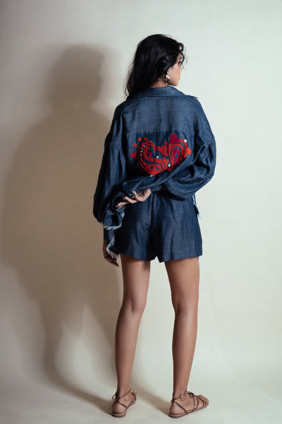 Style Junkie Heart Stringed Tencel Shorts indian designer wear online shopping melange singapore