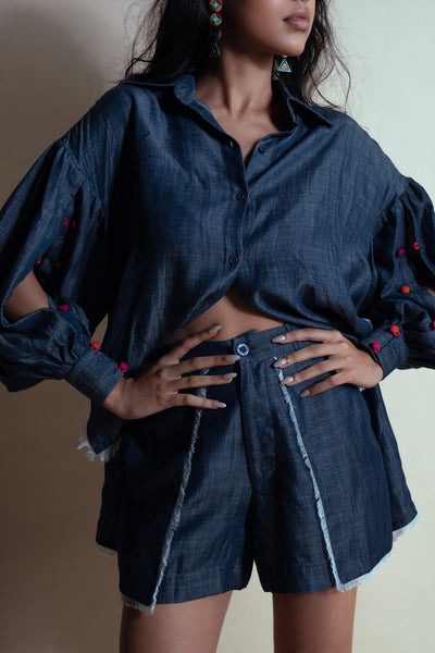 Style Junkie Heart Stringed Tencel Shorts indian designer wear online shopping melange singapore