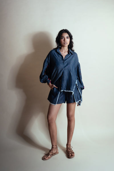 Style Junkie Heart Stringed Tencel Shorts indian designer wear online shopping melange singapore