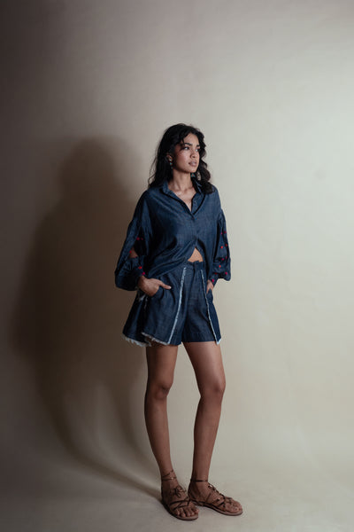 Style Junkie Heart Stringed Tencel Shorts indian designer wear online shopping melange singapore